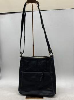 The Sak Black Leather Crossbody Bag with Front Zipper Pockets, Adjustable Strap