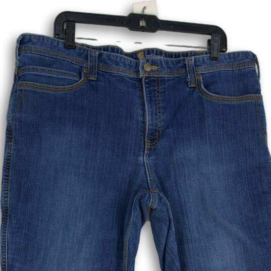 Womens Blue Denim Medium Wash 5-Pocket Design Straight Leg Jeans Size 18R image number 3