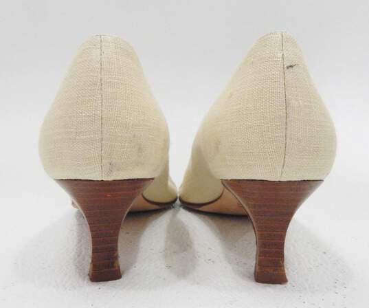 Talbots Tan Embroidered Short Heels Sz 9M image number 4