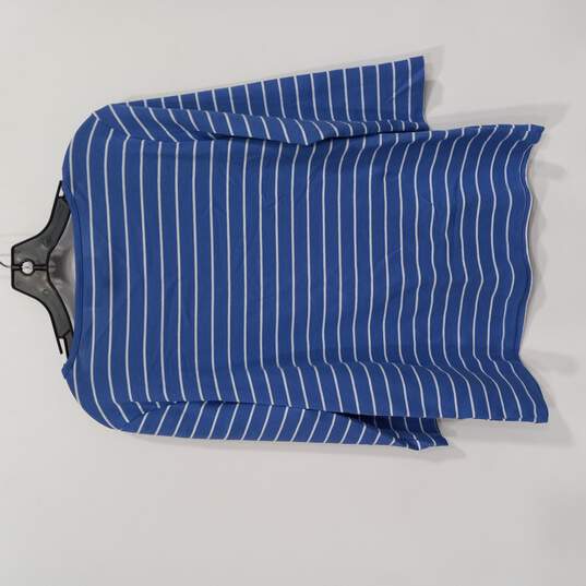 KAREN SCOTT SPORT Womens Blue Striped 3/4 Sleeve Jewel Neck T
