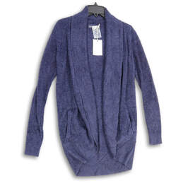 NWT Womens Blue Knitted Long Sleeve Open Front Cardigan Sweater Size XS/S