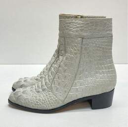 Crazy Horse Croc Leather Ankle Cowboy Boots White 7.5 alternative image