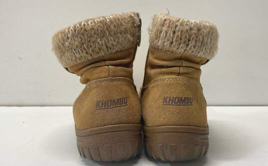 Khombu Laura Brown Leather Winter Zip Ankle Boots Women's Size 8 image number 4