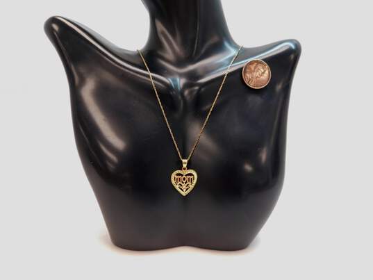 14K Yellow & Rose Gold Mom Heart Pendant Necklace 2.1g image number 4