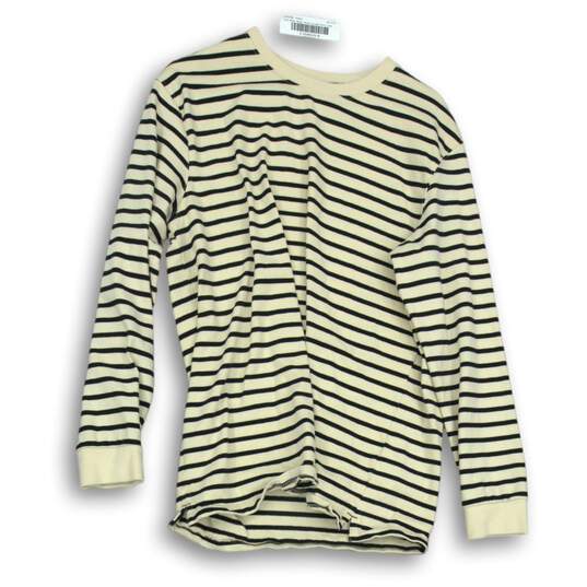 Zara Womens Beige Black Striped T-Shirt Long Sleeve Size M image number 1