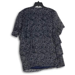 NWT Womens Blue Paisley Ruffle Short Sleeve Pullover Blouse Top Size 3X alternative image