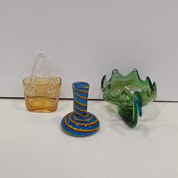 Bundle of 3 Vintage Art Glass Items