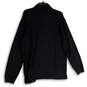 Mens Black Long Sleeve Side Slit Spread Collar Polo Shirt Size Medium image number 2