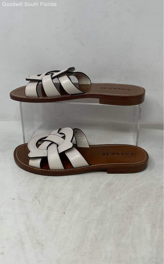 Coach Womens Issa White Brown Leather Slip-On Slide Sandals Size 6.5 image number 1