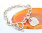 Romantic 925 Sterling Silver Heart Charm Bracelets 36.7g image number 3