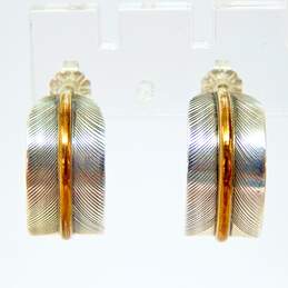 Lena Platero Navajo 925 Southwestern Two Tone Curved Feather Post Earrings alternative image