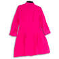 Womens Pink Pleated Spread Collar Long Sleeve Shirt Dress Size 6 image number 2