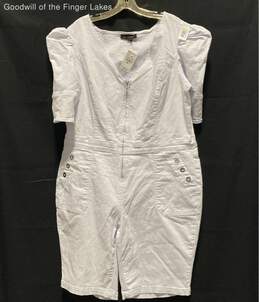 Ashley Stewart White Puff Sleeve Denim Romper Size 20 w/ Tag