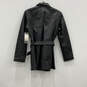 NWT Womens Black Leather Collared Long Sleeve Belted Full-Zip Jacket Size S image number 2
