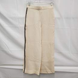 Tory Burch WM's Trimmed Wide Leg Wool Blend Cream Pants Size 0 alternative image