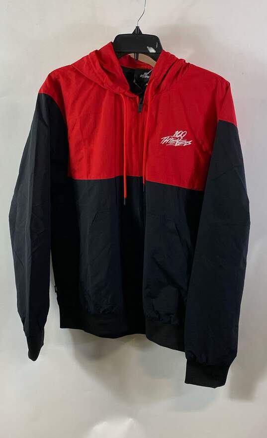 100 Thieves Mens Black Red Alumni Collection Long Sleeve Track Jacket Size M image number 1