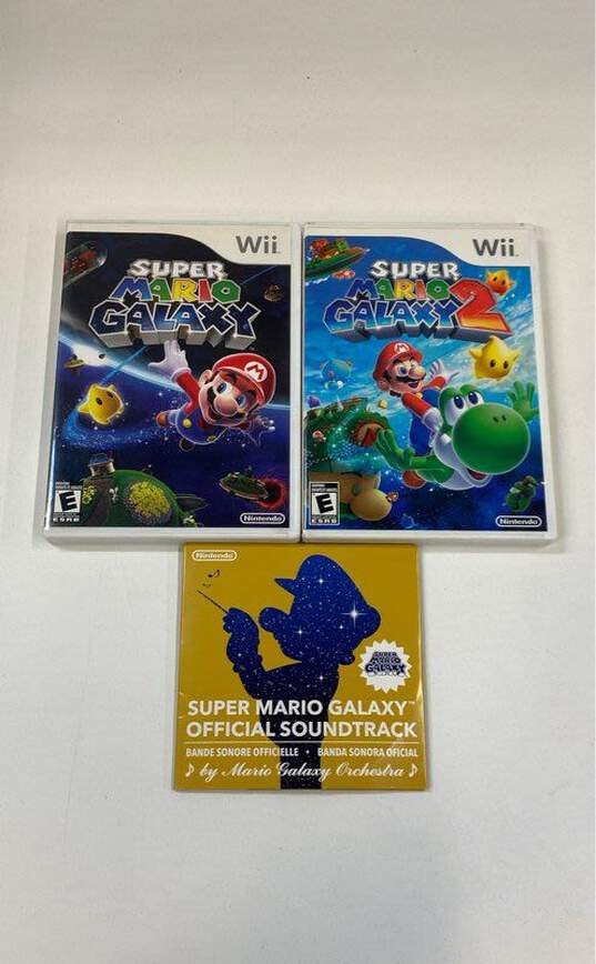 Super Mario Galaxy 1 & 2 with Mini Soundtrack - Nintendo Wii (CIB) image number 1