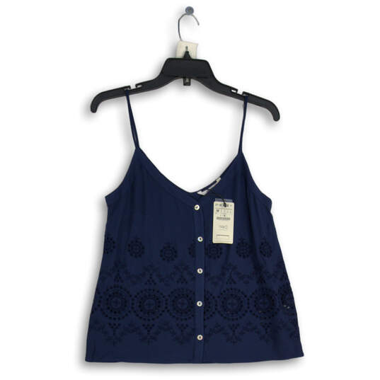 NWT Womens Navy Blue Spaghetti Strap Button Front Camisole Top Size M image number 1