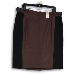 NWT Ann Taylor Womens Black Burgundy Back Zip Straight & Pencil Skirt Size 16