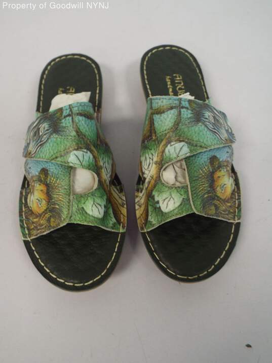 ANUSCHKA "AFRICAN ADVENTURE" LEATHER SLIDES-MULTI-SZ 37 image number 1