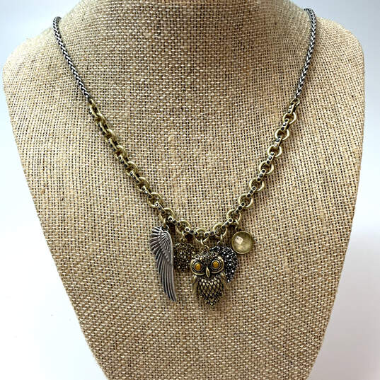 Designer Lucky Brand Two-Tone Classic Rhinestone Multiple Charm Necklace image number 1