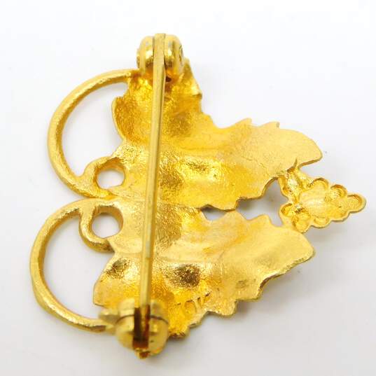 10K Yellow & Rose Gold Etched Leaf Pin/Brooch 1.8g image number 4