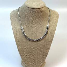 Designer Brighton Silver-Tone Pompeii Heart Scroll Link Wheat Chain Necklace