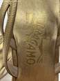 Authentic Salvatore Ferragamo Womens Gold Toned Low Heel Pumps Size 8.5 image number 7