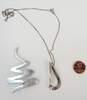 Taxco & ATI Mexico 925 Modernist Teardrop Pendant Necklace & Zigzag Brooch image number 6