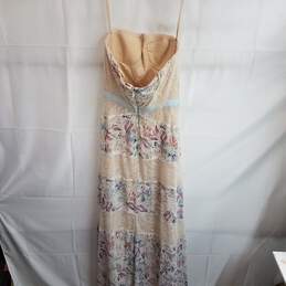 Bcbgmaxazria Elle Strapless Cream Lace Floral Print Gown Size 4 alternative image