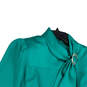 Womens Green Tie Neck Waist Belted Long Sleeves A-Line Dress Size 14 image number 3
