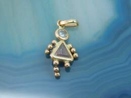 14K Yellow Gold CZ & Pink Glass Girl Child Charm For Repair 1.0g alternative image