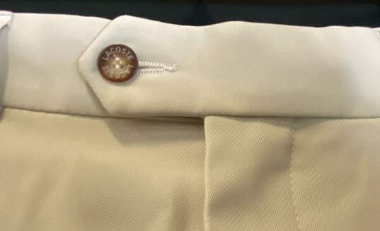 NWT Lacoste Mens Ivory Slash Pocket Low Rise Pleated Dress Pants Size 32 image number 8