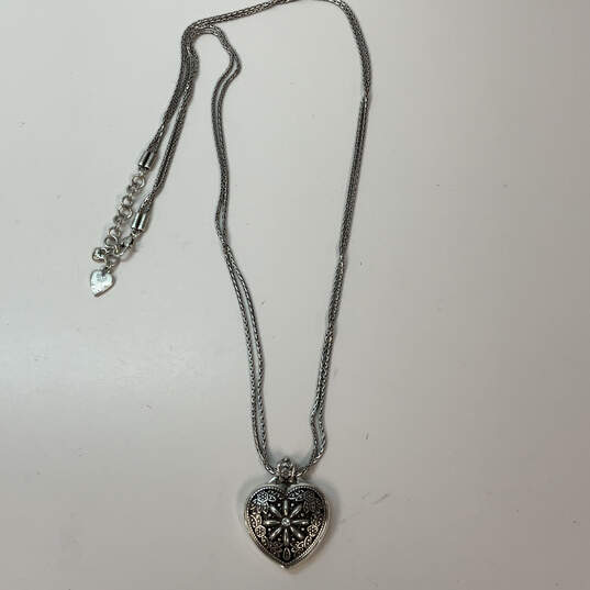Designer Brighton Silver-Tone Chain Double Strand Heart Pendant Necklace image number 2
