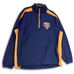 Mens Blue Orange Mock Neck Quarter-Zip Chicago Bears Pullover Jacket XXL