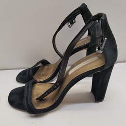 CynthiA Vincent Black Suede Ankle Strap Sandal Pump Heels Shoes Size 8.5 B