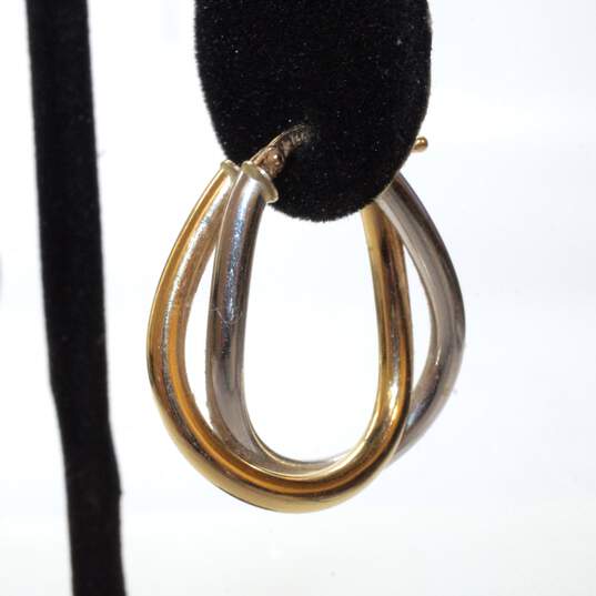 14K Yellow & White Gold Twisted Hoop Earrings image number 4