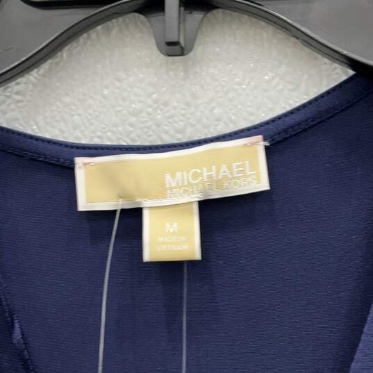 NWT Michael Kors Womens Blue Tie Neck Sleeveless Maxi Dress Size Medium image number 4