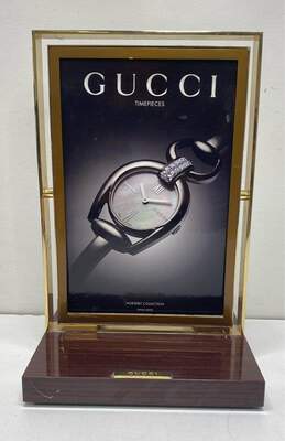 Gucci Counter Table Top Mirror 13 inch Tall Brass Framed Advertisement Mirror