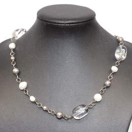 Silpada Sterling Silver Quartz & Pearl Beaded 18" Chain Necklace