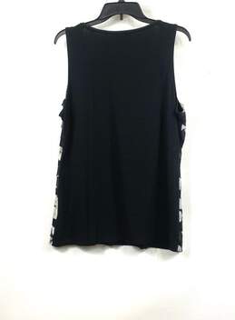 White House Black Market Womens Black Floral Ruffled Sleeveless Top Size XL alternative image