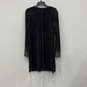 NWT Womens Black Velvet Long Sleeve Round Neck Back Zip Shift Dress Size 10 image number 2