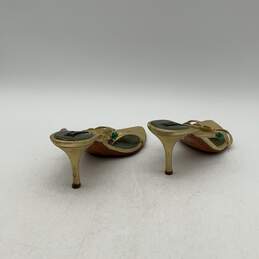 Sergio Rossi Womens Green Gold Embellished Stiletto Heel Slide Sandals Sz EU 35 alternative image
