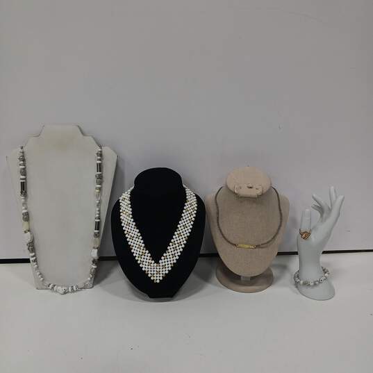 Bundle of Assorted White Toned Fashion Jewelry image number 1