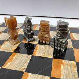 Marble Chess Board w/Chess Pieces Lot alternative image