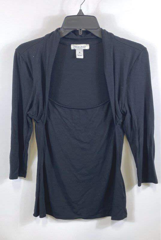White House Black Market Womens Black 3/4 Sleeve Stretch Blouse Top Size M image number 1