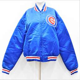 Vintage Starter MLB Chicago Cubs Blue Satin Snap Button Jacket Men's Size L