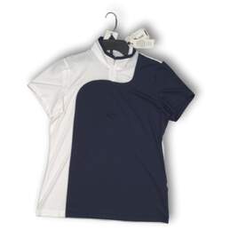 NWT EP New York Womens Polo Shirt Golf 1/4 Zip Mock Neck Blue White Size Medium