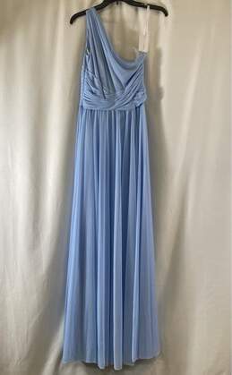 NWT David's Bridal Womens Blue One Shoulder Mesh Bridesmaid Dress Gown Size 2