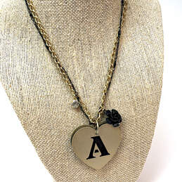 Designer Betsey Johnson Gold-Tone Link Chain Heart Large Pendant Necklace